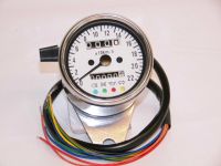 Chrom Speedometer m/beslag Hvid skive