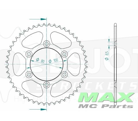 Bagtandhjul ESJOT 54T RIEJU SM50RR