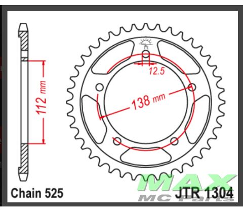 JT Bagkædehjul - JTR1304.41 VT750 CBF500