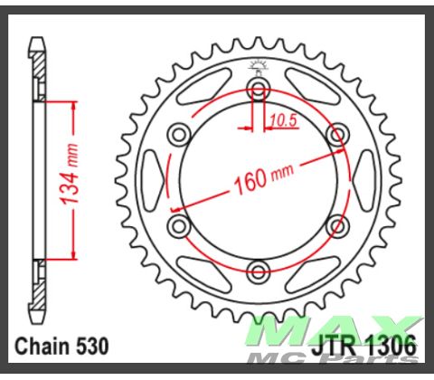 JT Bagkædehjul - JTR1306.43 CBR929RR