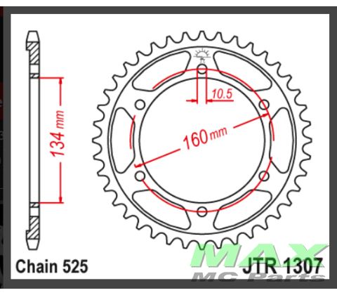JT Bagkædehjul - JTR1307.41 CBR600R / RR