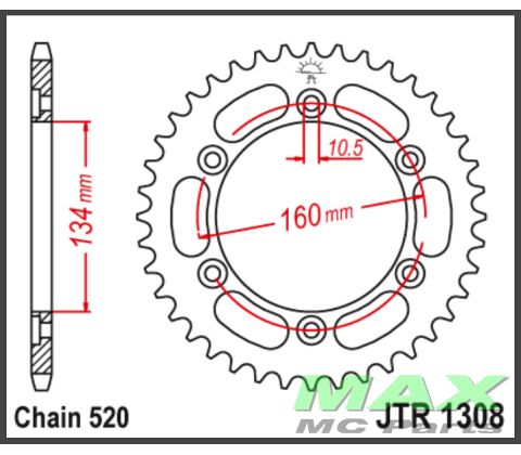 JT Bagkædehjul - JTR1308.45 #520 CHAIN
