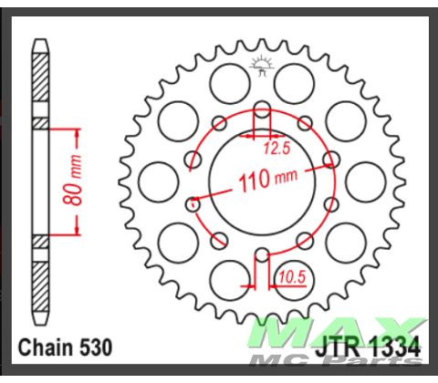 JT Bagkædehjul - JTR1334.40 VF750 V45 