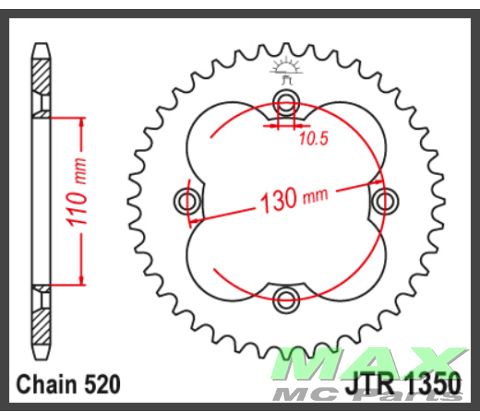 JT Bagkædehjul - JTR1350.38 TRX400 TRX45