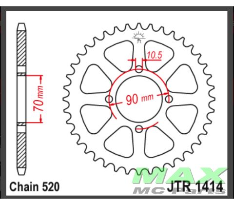 JT Bagkædehjul - JTR1414.43
