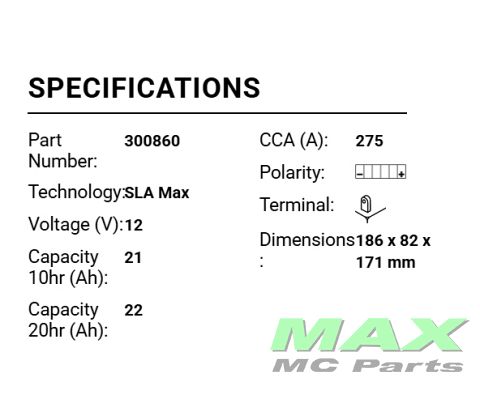 BS BATTERI *SLA-MAX* 51913 275cca BMW