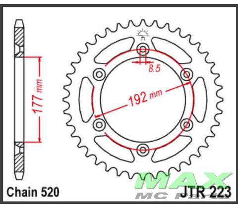 JT Bagkædehjul - JTR223.48  STEEL