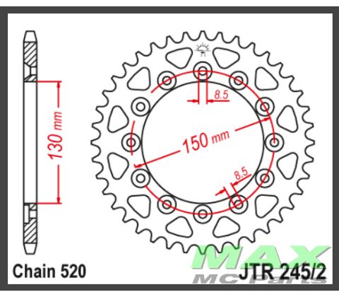 JT Bagkædehjul - JTR245.38