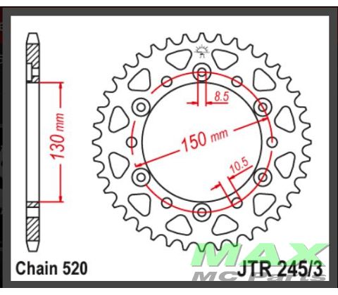 JT Bagkædehjul - JTR245/3.47