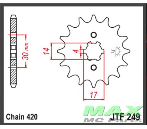 JT Forkædehjul - JTF249.14 KLX110 02-09