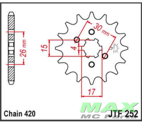JT Fortandhjul - JTF252.12 HONDA CD50 CB
