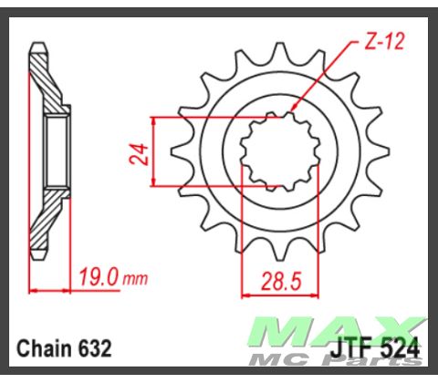 JT Fortandhjul - JTF524.15 GPZ1000RX 86-