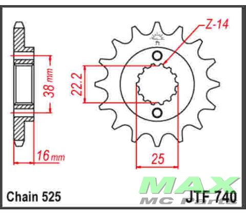 JT Fortandhjul - JTF740.15 DUCATI 749 BI