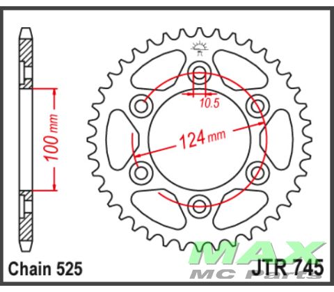 JT Bagkædehjul - JTR745.39 DUCATI 1000 