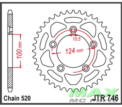 JT Bagkædehjul - JTR746.46 DUC 800 SCRAM
