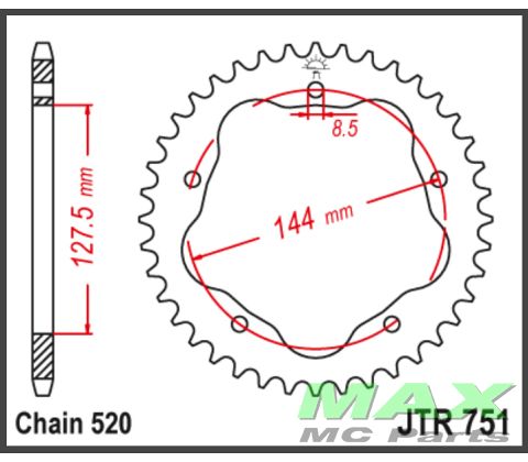JT Bagkædehjul - JTR751.42 DUCATI 800
