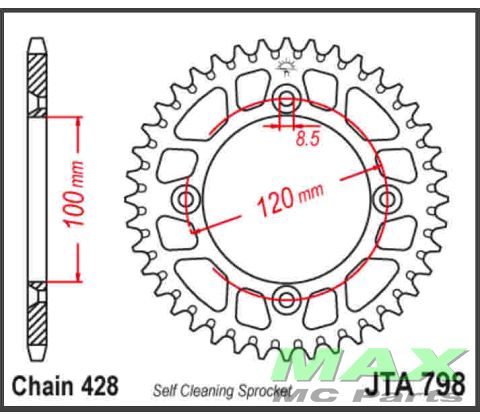 JT Bagkædehjul -  JTA798.50 ALU