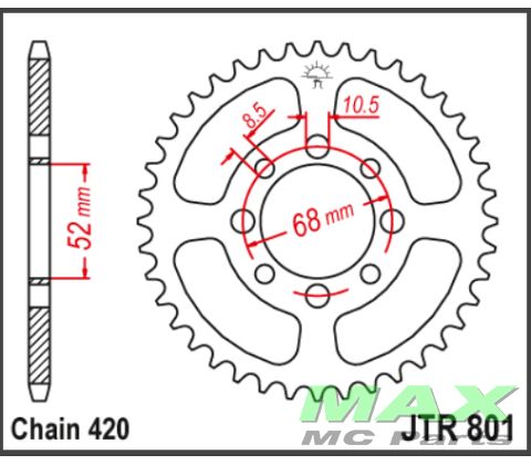 JT Bagkædehjul  -JTR801.37 KLX110 02 LT