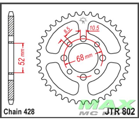 JT Bagkædehjul  - JTR802.34 JR80 DS80
