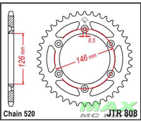 JT Bagkædehjul  - JTR808.51  STEEL RM125