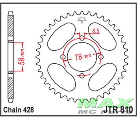 JT Bagkædehjul - JTR810.48 HYOSUNG RT125