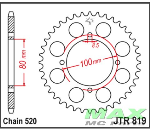 JT Bagkædehjul - JTR819.39 SUZUKI RG250 