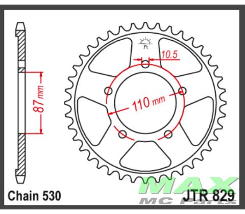 JT Bagkædehjul - JTR829.44 GSXR750 88-89
