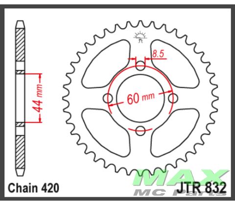 JT Bagkædehjul - JTR832.50 FS1 - DX50