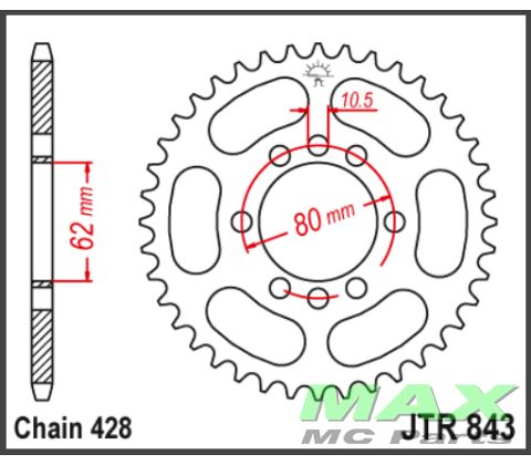 JT Bagkædehjul - JTR843.49 DT125 DT175