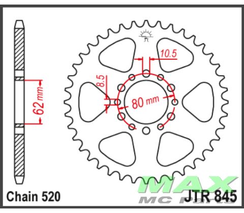 JT Bagkædehjul - JTR845.45 SR250 XT250