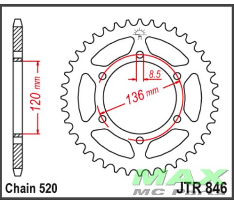 JT Bagkædehjul - JTR846.45