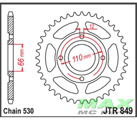 JT Bagkædehjul - JTR849.38 RD250 RD400