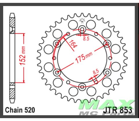 JT Bagkædehjul  - JTR853.48  STEEL