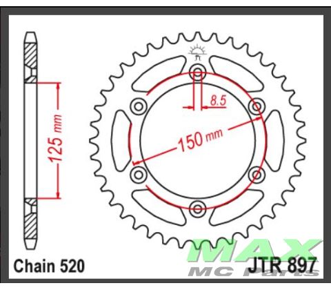 JT Bagkædehjul  - JTR897.51SC  STEEL