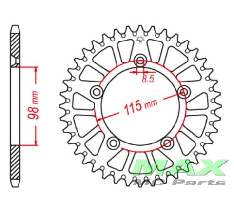 Bagkædehjul RacePro 894/49T ALU KTM SX65