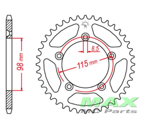 Bagkædehjul RacePro 894/50T STEEL KTM SX