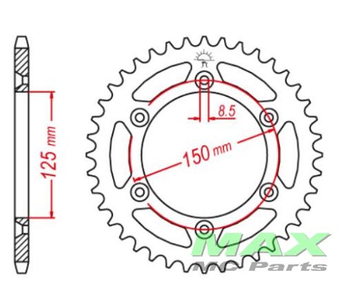 Bagkædehjul RacePro STEEL 897/48T KTM