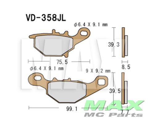VESRAH Bremseklodser REAR VD358JL SINTER