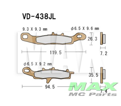 VESRAH Bremseklods FRONT VD348JL SINTER